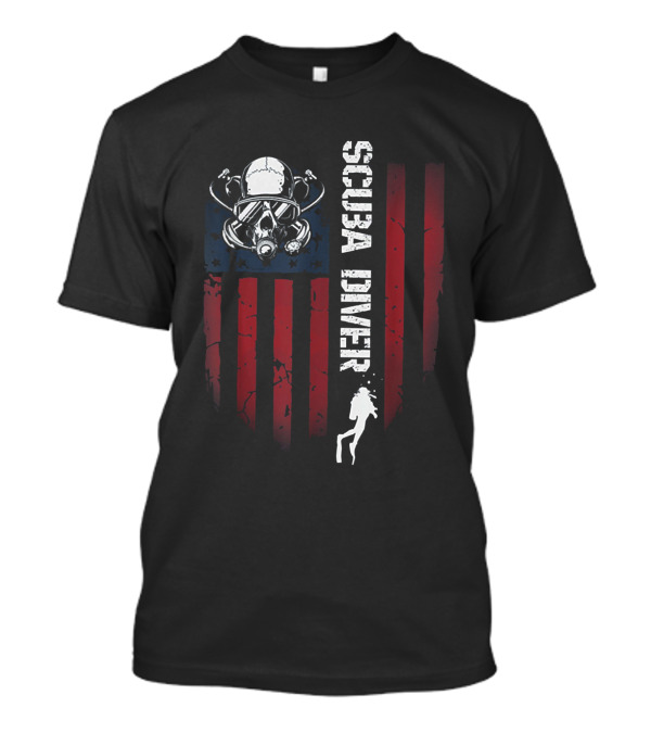 Scuba Diver Dive Flag Helmet And Diver T-Shirt