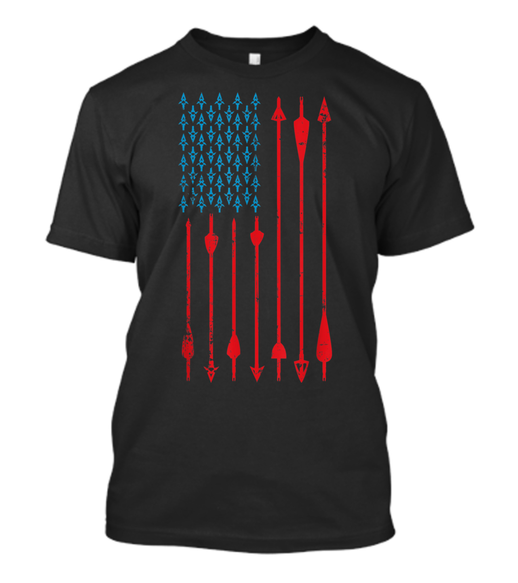 Patriotic American Flag Made From Blue Arrowheads And Red Archery Arrows T-Shirt