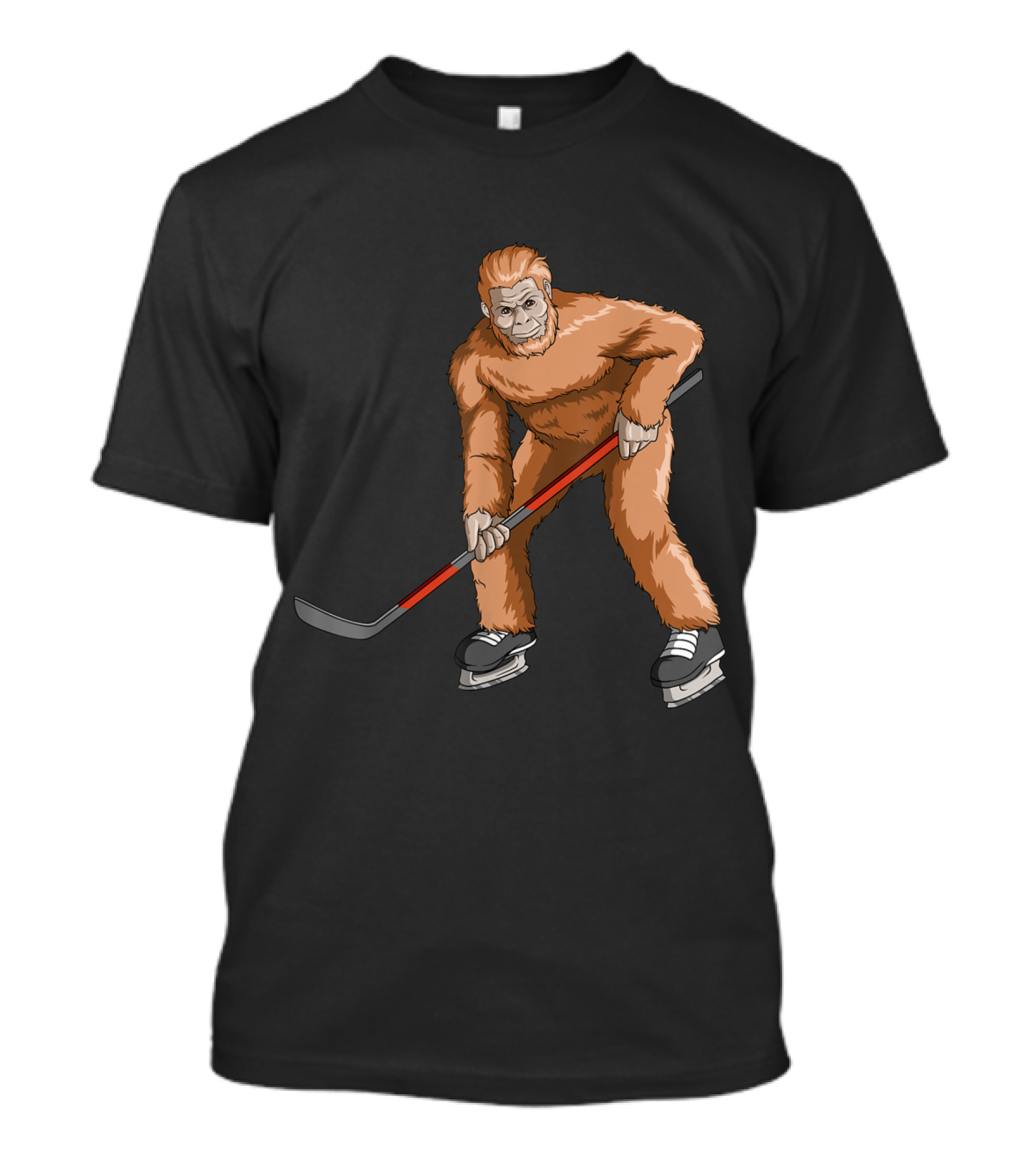 Bigfoot Sasquatch Playing Hockey On Ice Skates T-Shirt