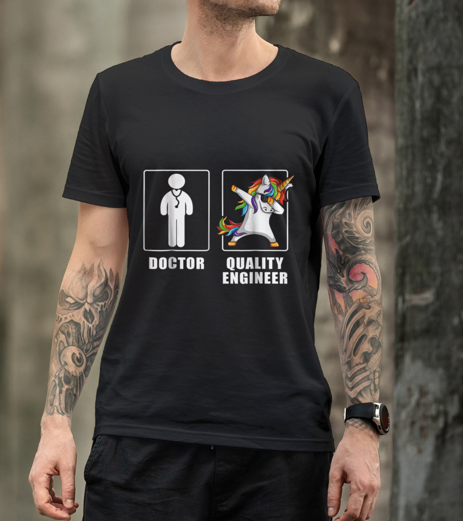 Doctor Versus Quality Engineer Unicorn Dabbi Rainbow Dance T-Shirt