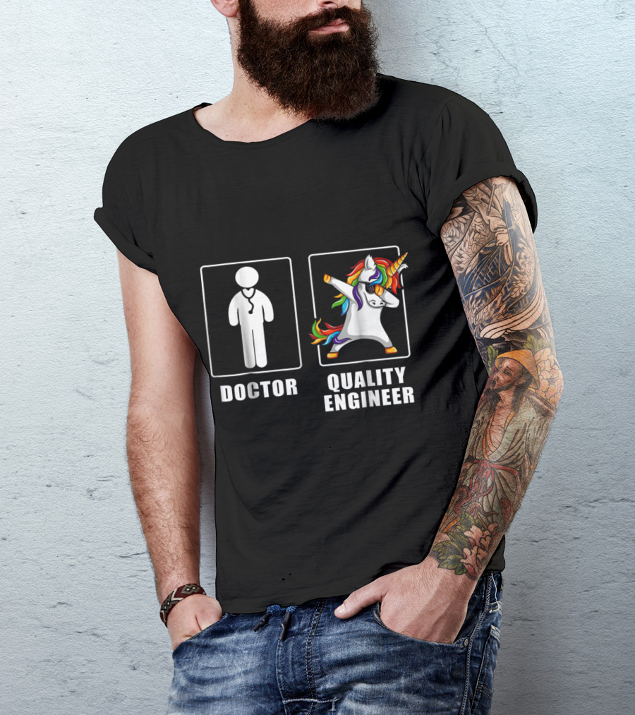 Doctor Versus Quality Engineer Unicorn Dabbi Rainbow Dance T-Shirt