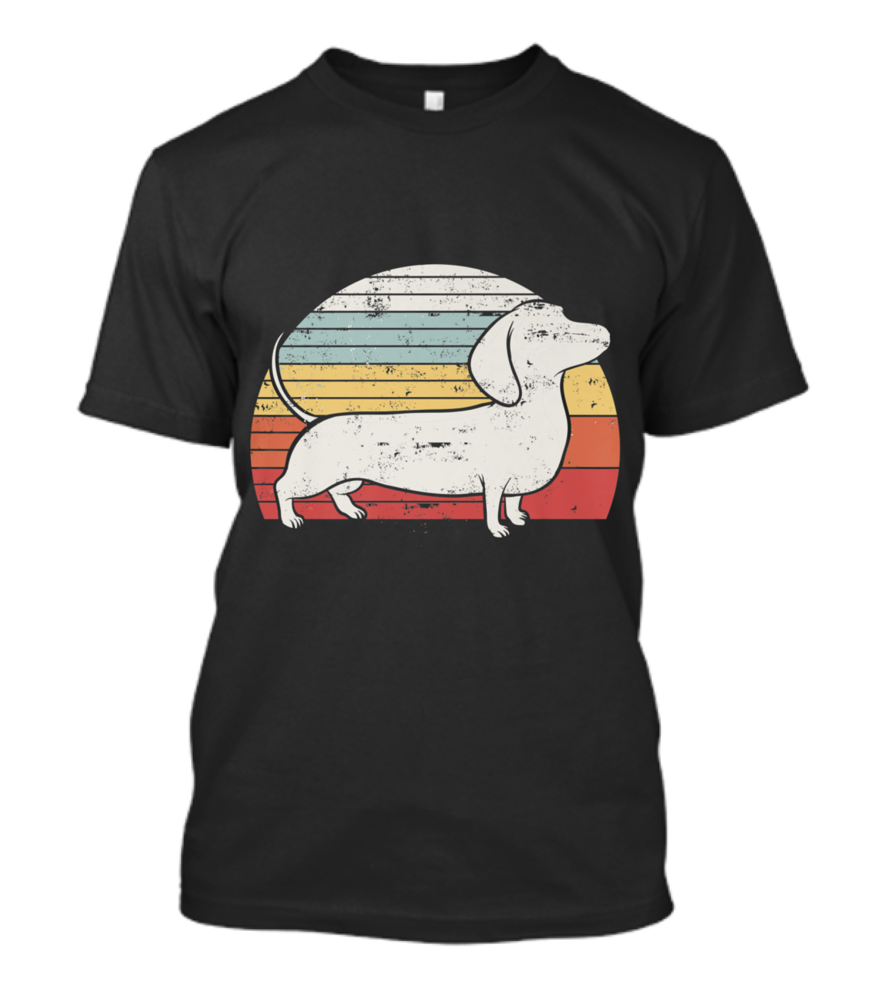 Retro Striped Sunset Dachshund Silhouette Cool Dog T-Shirt