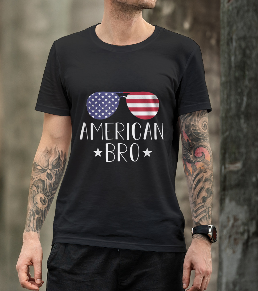 American Bro Sunglasses Stars Stripes 4th Of July T-Shirt