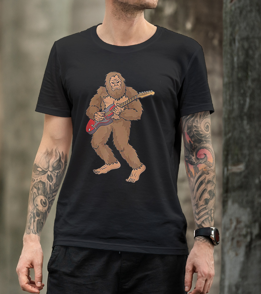 Bigfoot Jamming On Electric Guitar With Rock Vibes T-Shirt