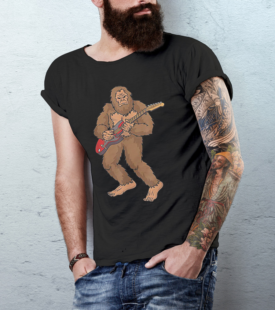 Bigfoot Jamming On Electric Guitar With Rock Vibes T-Shirt
