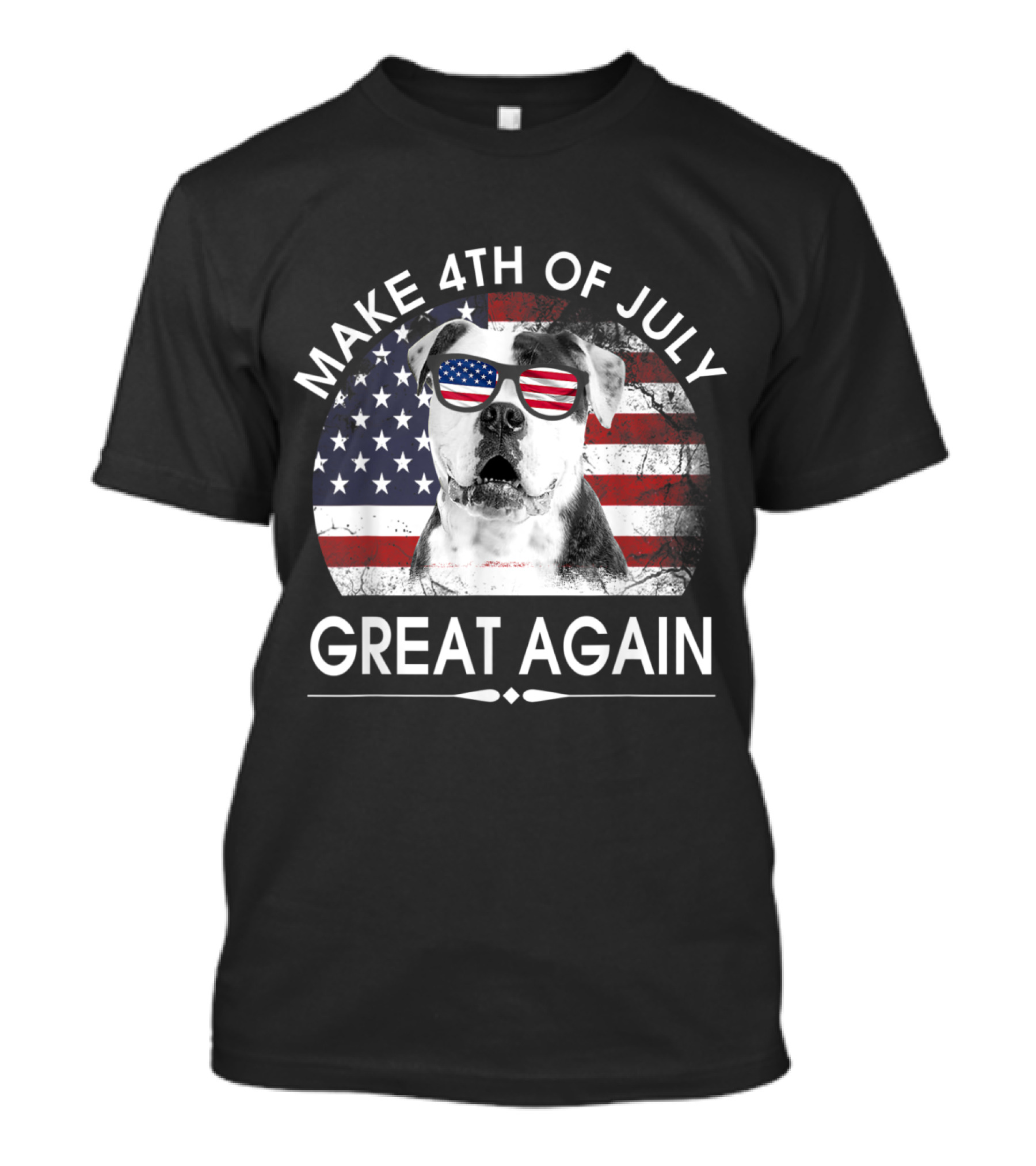 Make 4th Of July Great Again American Bulldog With USA Flag Glasses T-Shirt