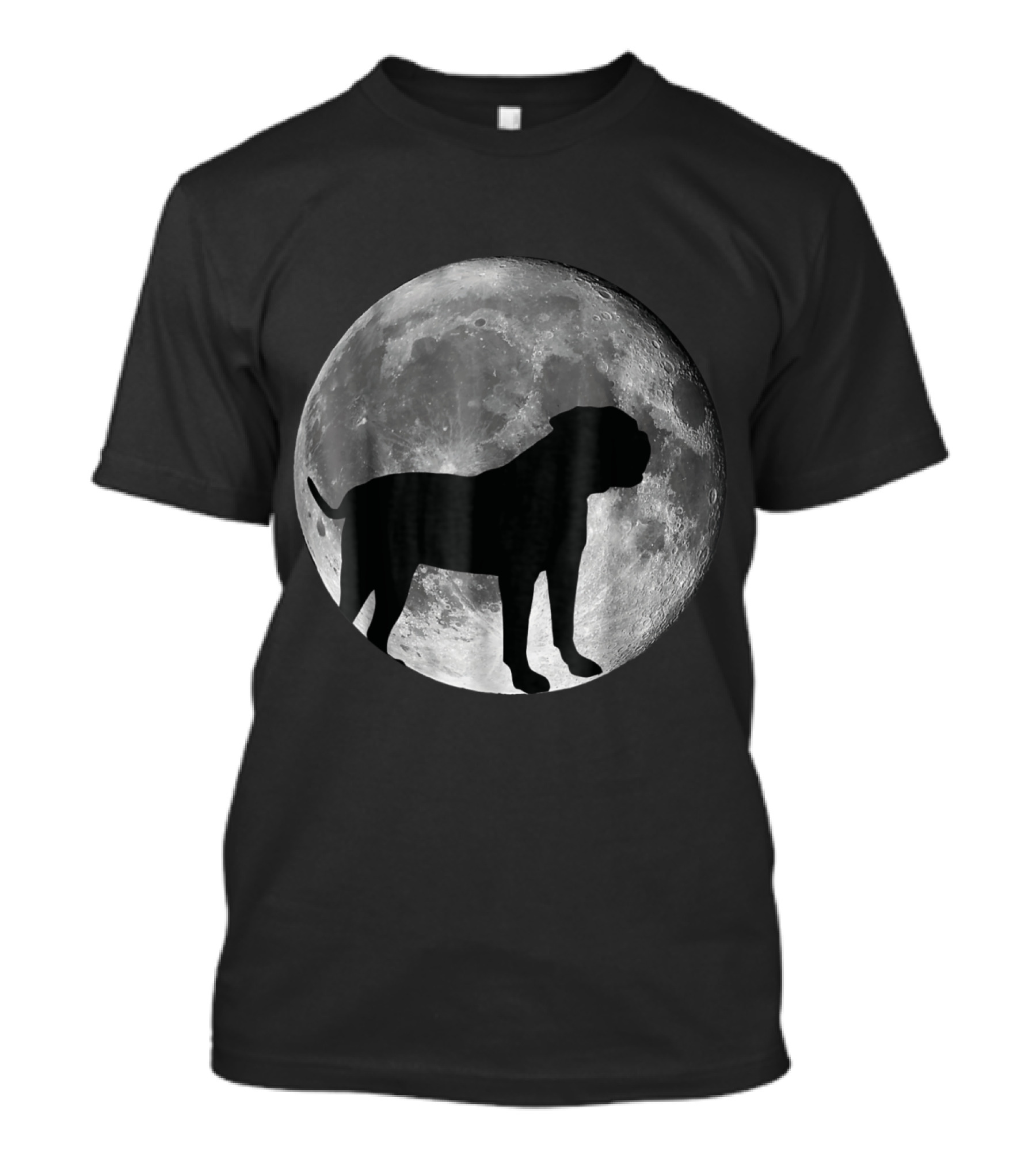 American Bulldog Silhouette Against Full Moon Background T-Shirt