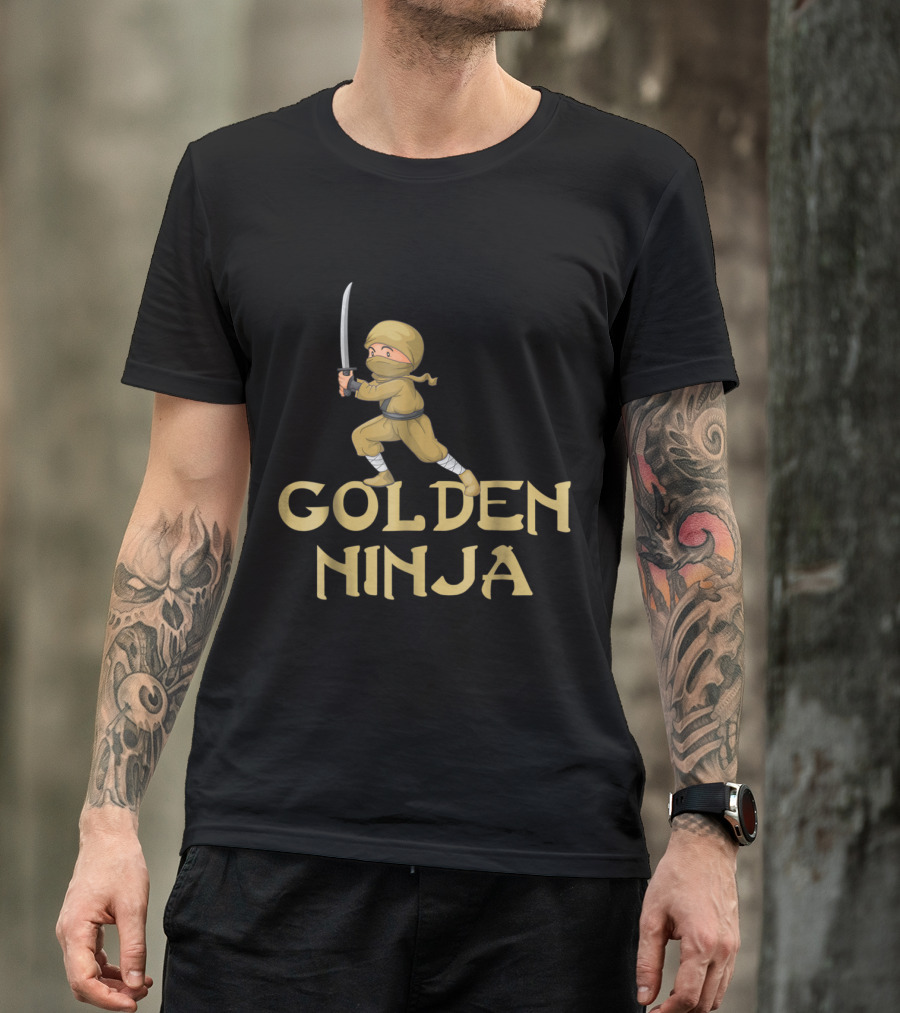 Golden Ninja Gold Ninja Sword Warrior T-Shirt