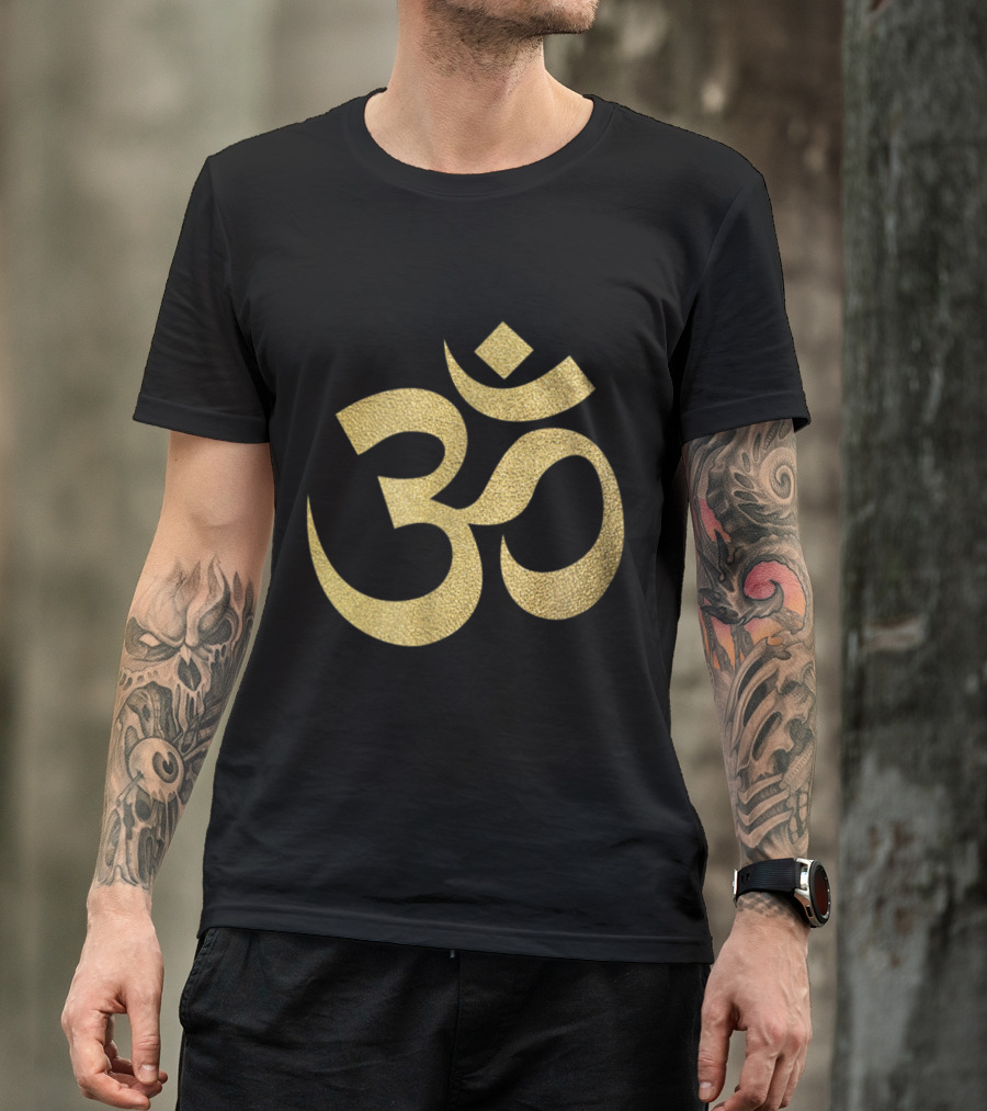 Golden Om Symbol Spiritual Yoga Meditation T-Shirt