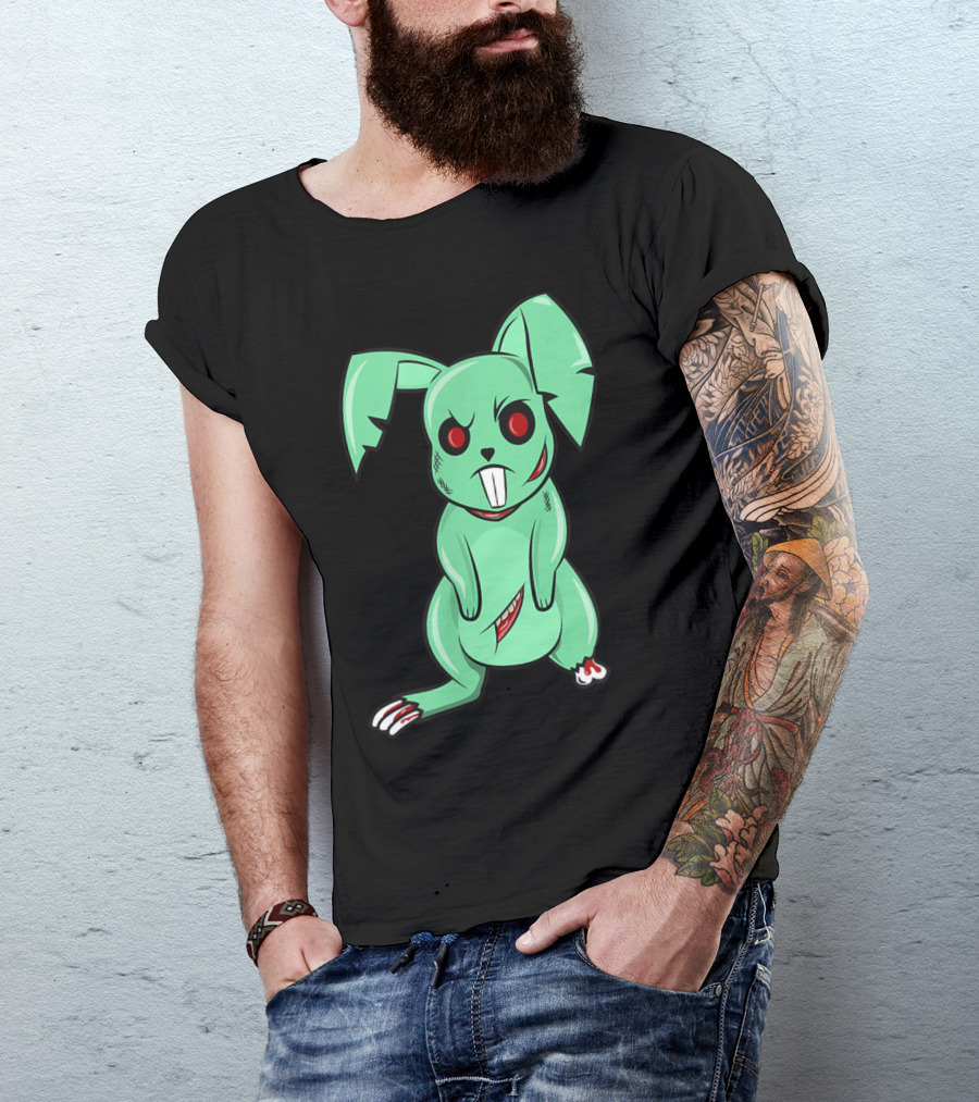 Funny Easter Zombie Rabbit With Cute Green Bunny T-Shirt