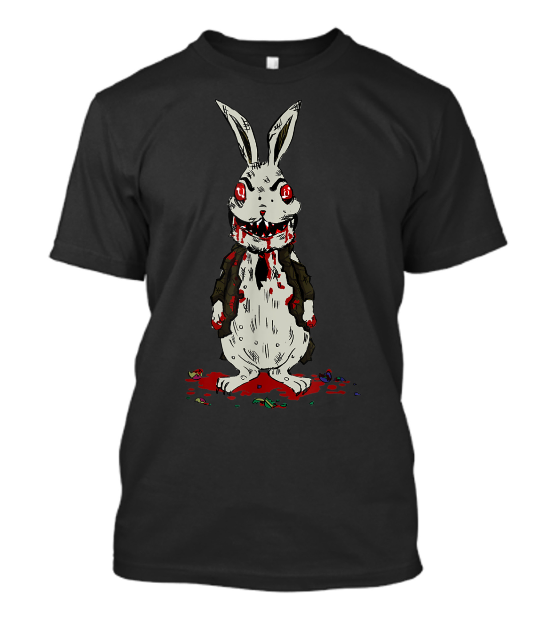 Easter Zombie Rabbit With Blood And Creepy Red Eye Candy Scene T-Shirt
