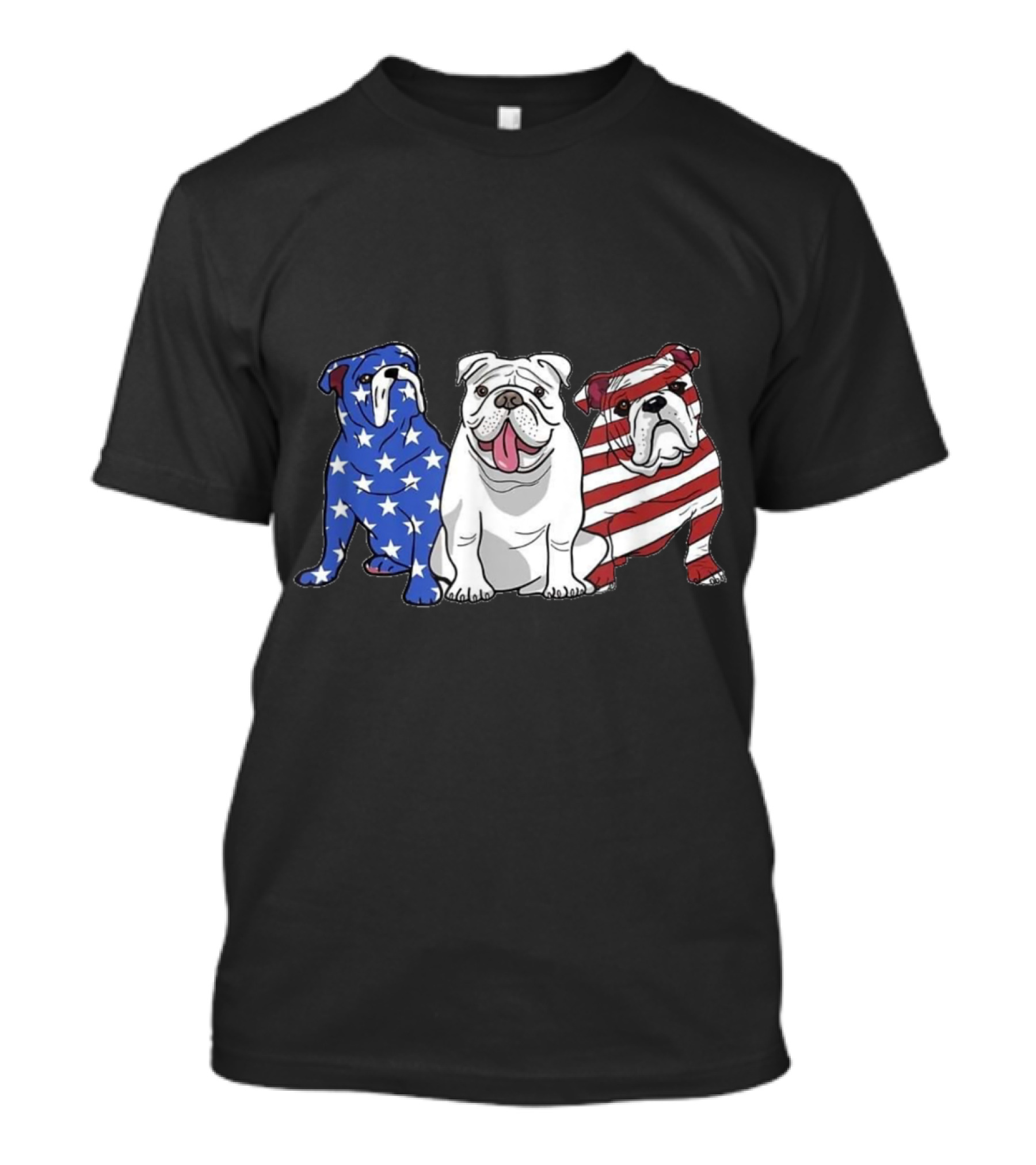 Patriotic American Bulldogs With Stars And Stripes US Flag T-Shirt