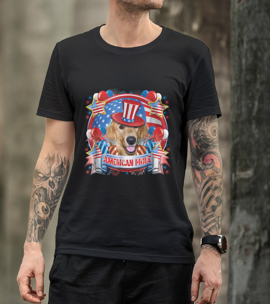 Golden Retriever American Pride 4th Of July Dog Pat T-Shirt