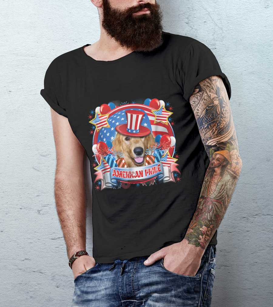 Golden Retriever American Pride 4th Of July Dog Pat T-Shirt