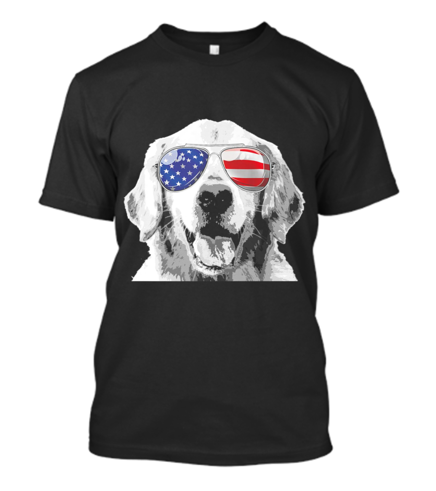 Golden Retriever 4th Of July American Flag Sunglasses T-Shirt