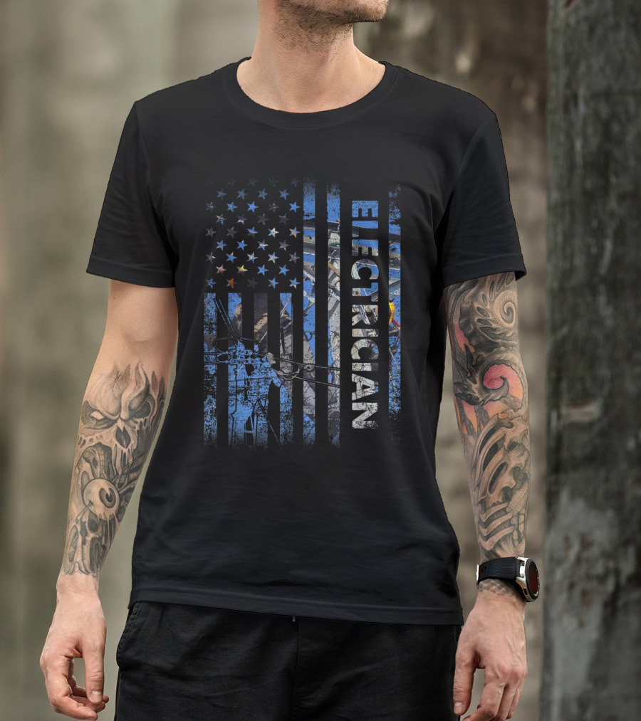 Electrician Stars And Stripes American Flag Patriotic T-Shirt