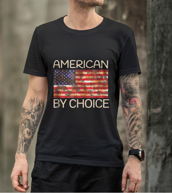 American By Choice US Flag Grunge T-Shirt