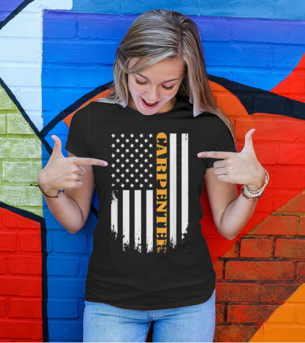 American Flag With Bold Carpenter T-Shirt