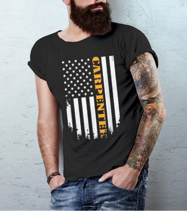 American Flag With Bold Carpenter T-Shirt
