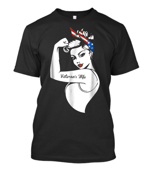 Veteran Wife Rosie The Riveter Style Patriotic Bandana T-Shirt