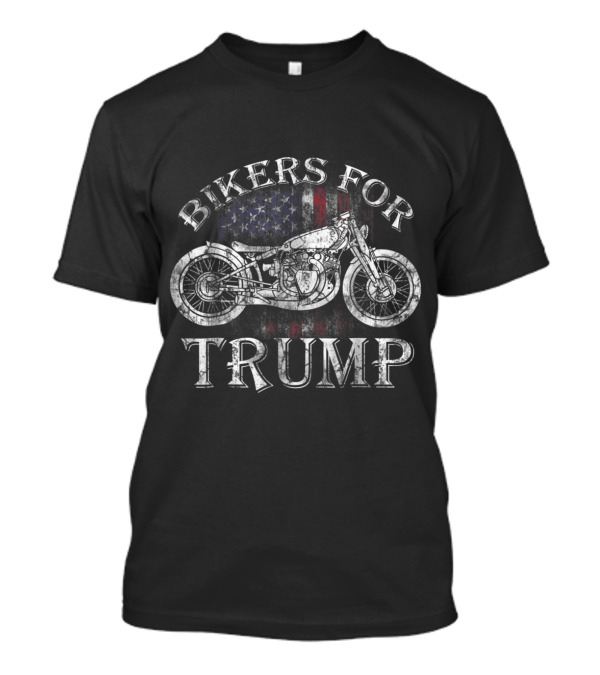 Bikers For Trump Motorcycle American Flag T-Shirt