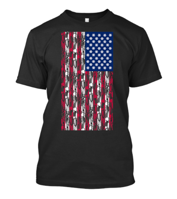 American Cooking Flag With Kitchen Utensil Stripes And Chef Icons T-Shirt