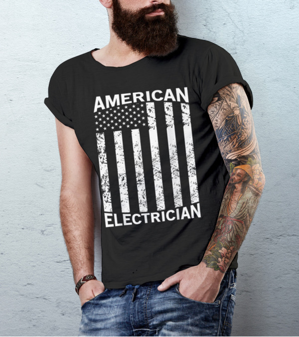 American Flag Distressed Electrician T-Shirt