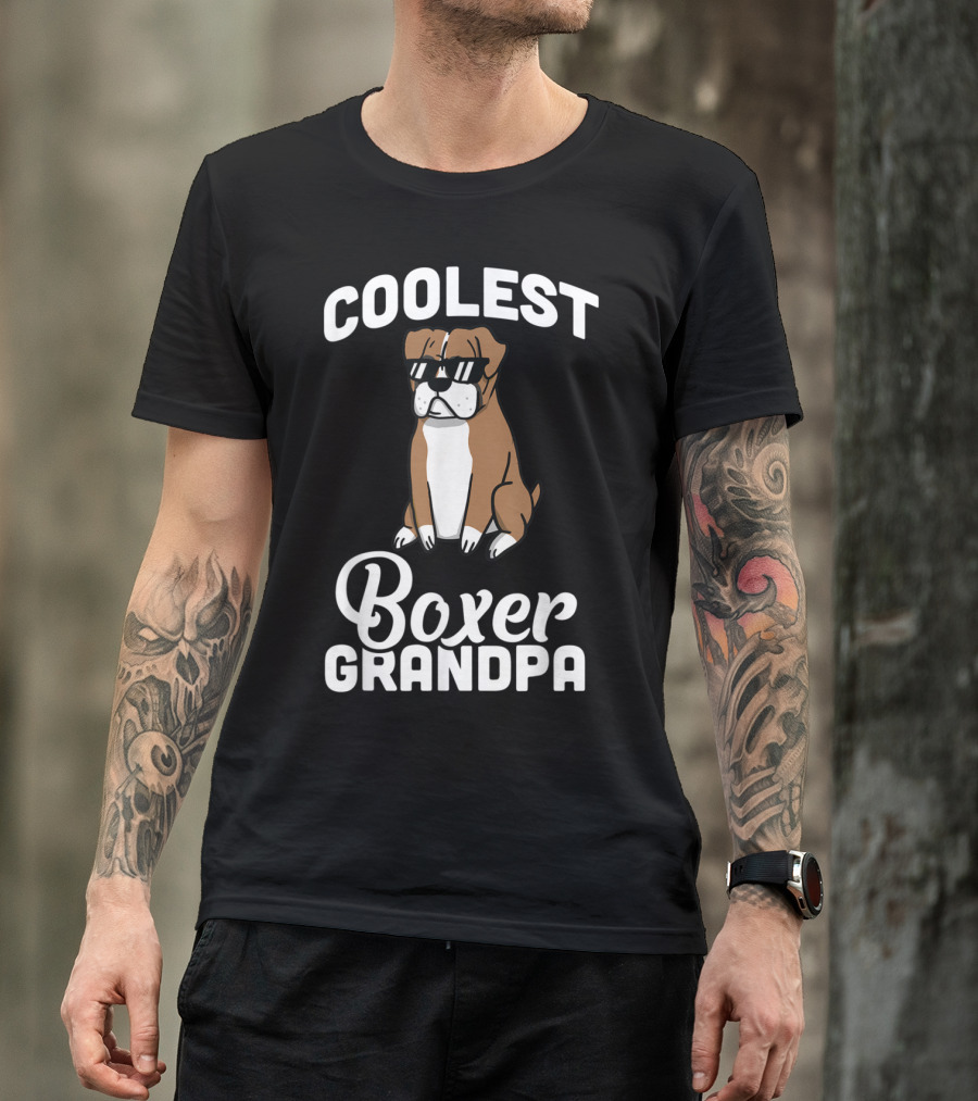 Coolest Boxer Grandpa With Sunglasses T-Shirt