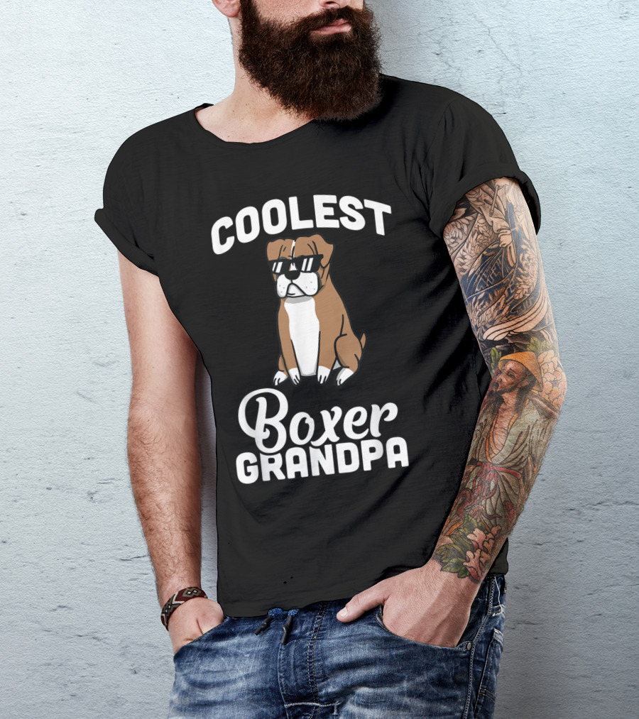Coolest Boxer Grandpa With Sunglasses T-Shirt