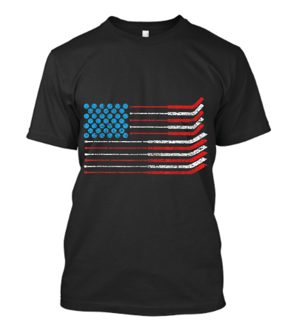 American Flag Patriotic Hockey Sticks 4th Of July T-Shirt