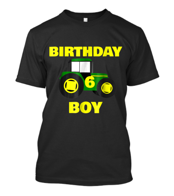 Birthday Boy 6 Green Tractor Farmer T-Shirt