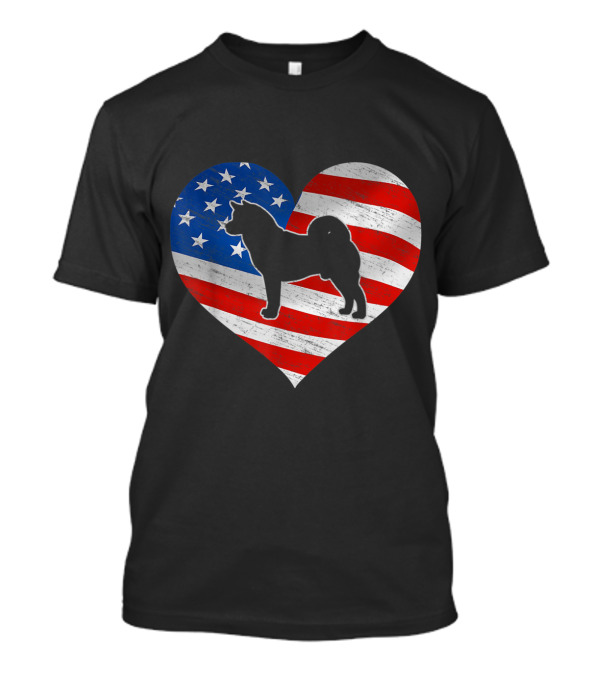 American Flag Heart Akita T-Shirt