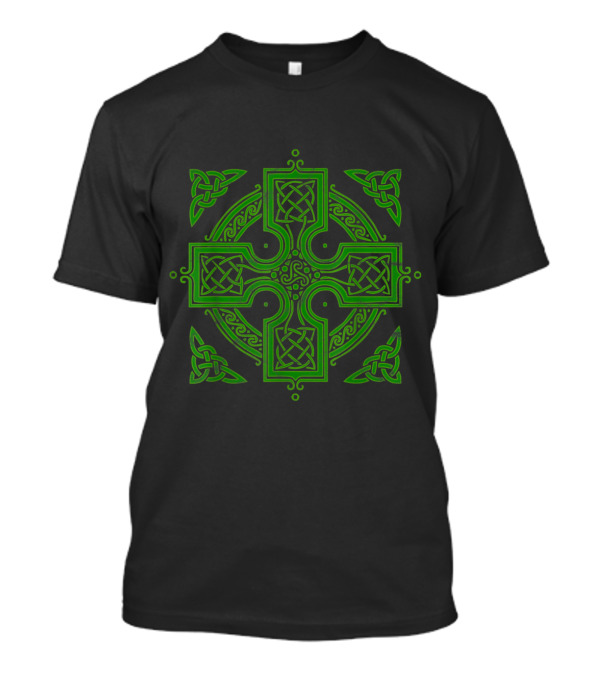 Celtic Knots Green Irish Christian Cross T-Shirt