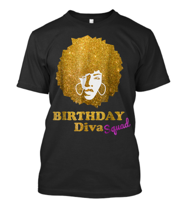BIRTHDAY Diva Squad Glitter Afro T-Shirt