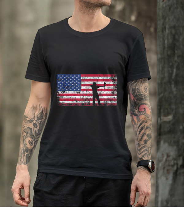American Flag With Bow Archer T-Shirt