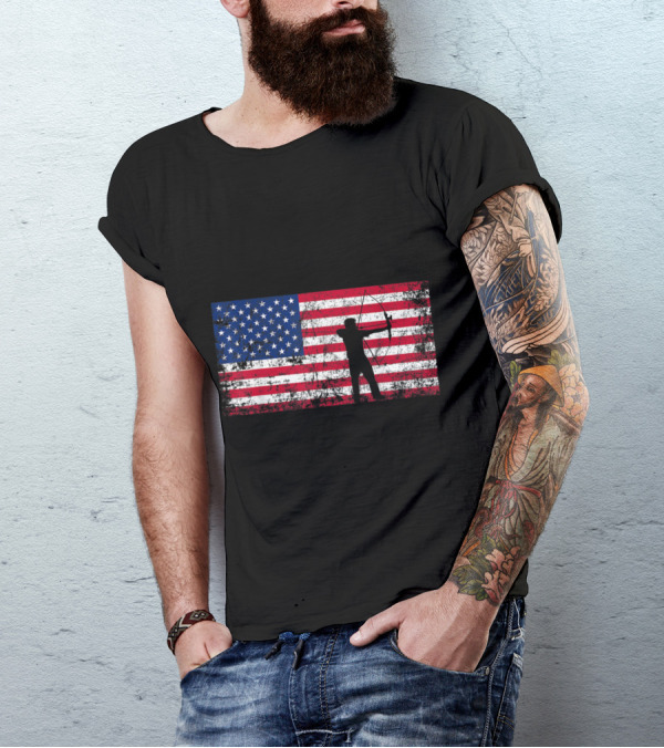 American Flag With Bow Archer T-Shirt