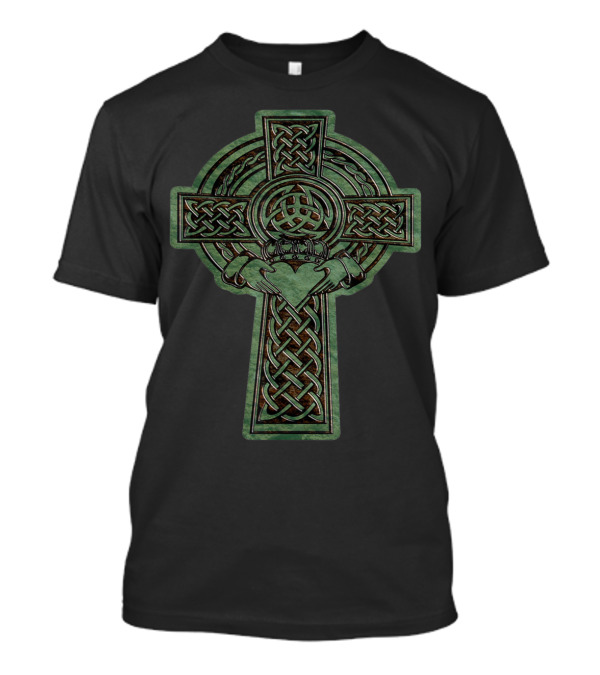 Intricate Irish Claddagh Celtic Knotwork Cross T-Shirt
