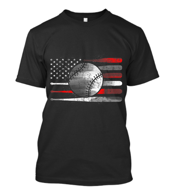American Flag With Baseball Catchers Patriotic T-Shirt