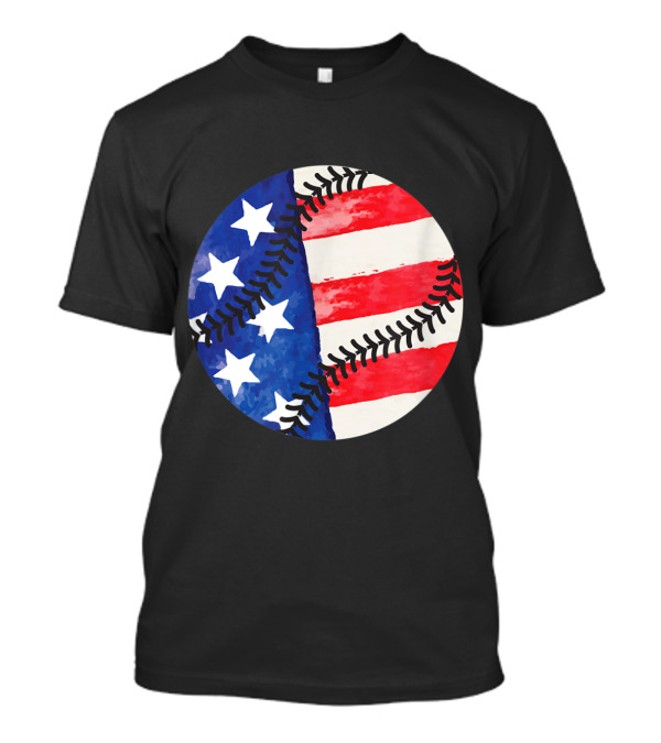 American Flag Baseball Stitching Stars And Stripes Patriotic T-Shirt