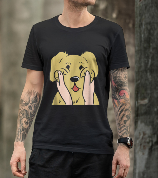 Golden Retriever Chubby Cheeks Cute Face Hands Playful Puppy T-Shirt