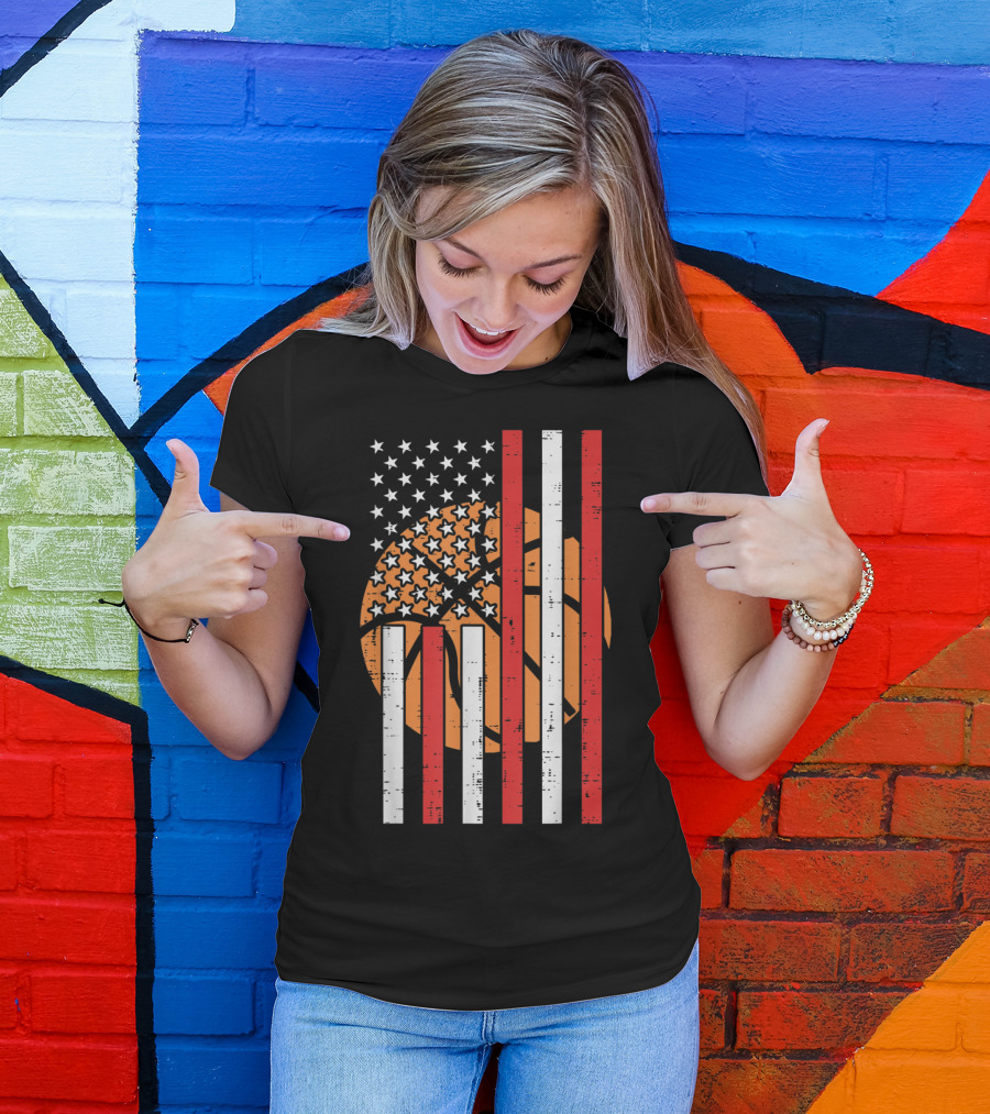 American Flag USA Basketball T-Shirt