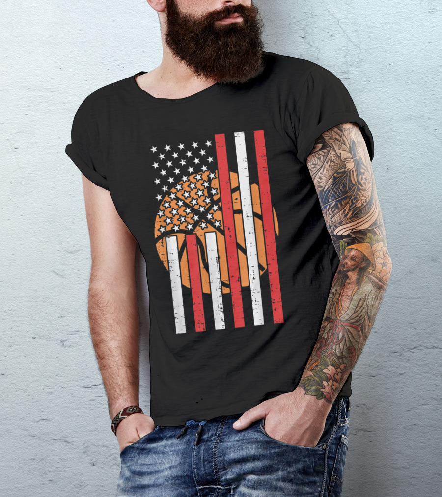 American Flag USA Basketball T-Shirt