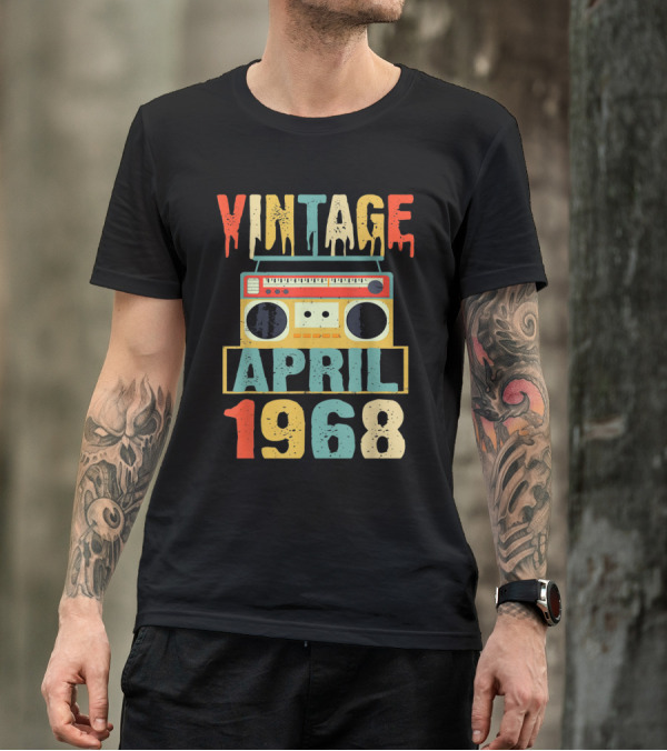 Vintage April 1968 Retro Boombox T-Shirt
