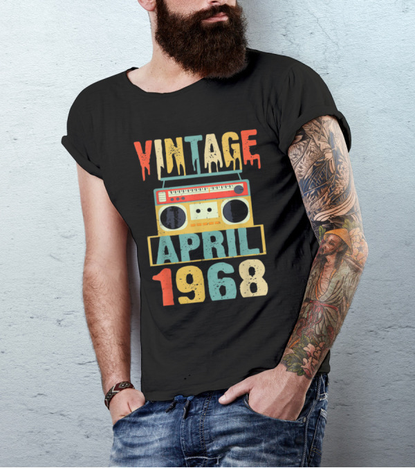 Vintage April 1968 Retro Boombox T-Shirt