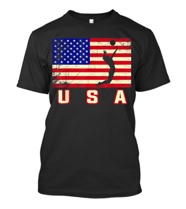 USA American Flag Volleyball Player Team T-Shirt