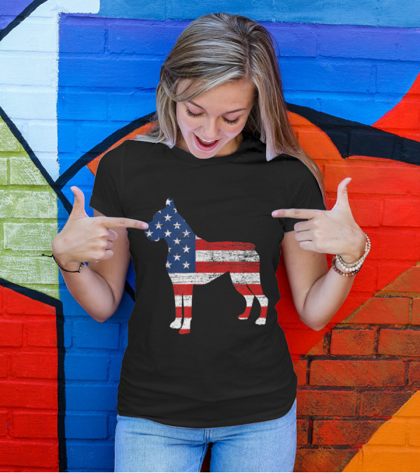 American Flag Boxer Dog Lover Patriotic 4th Of July T-Shirt