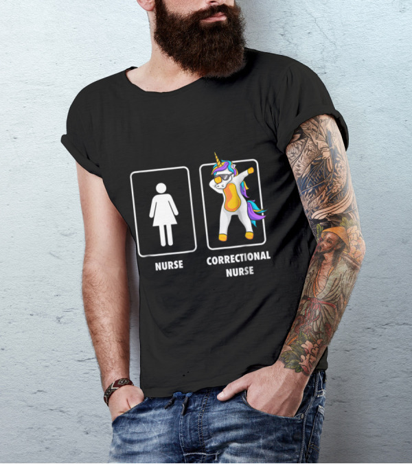 Correctional Nurse Dabbing Unicorn Humor Sign T-Shirt