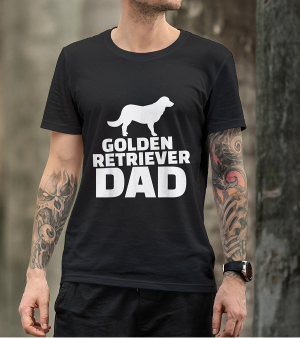 Golden Retriever Dad Silhouette Dog Lover Gift T-Shirt