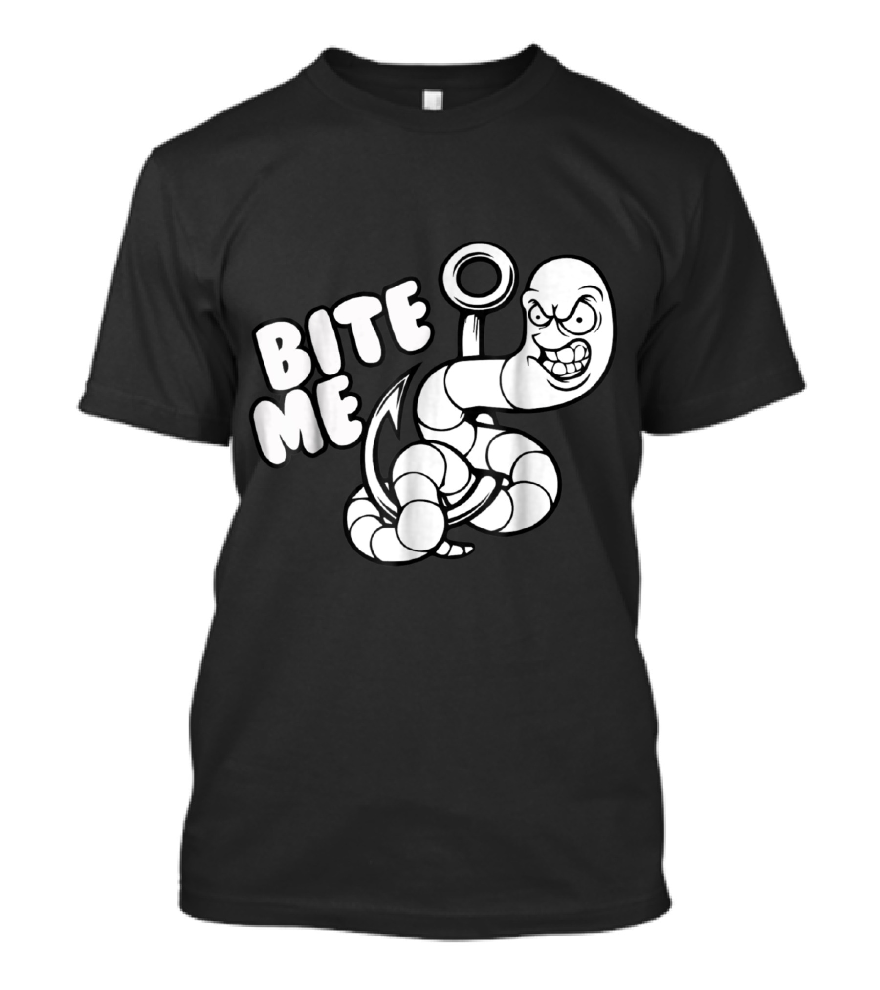 Bite Me Funny Worm On Fishing Hook T-Shirt