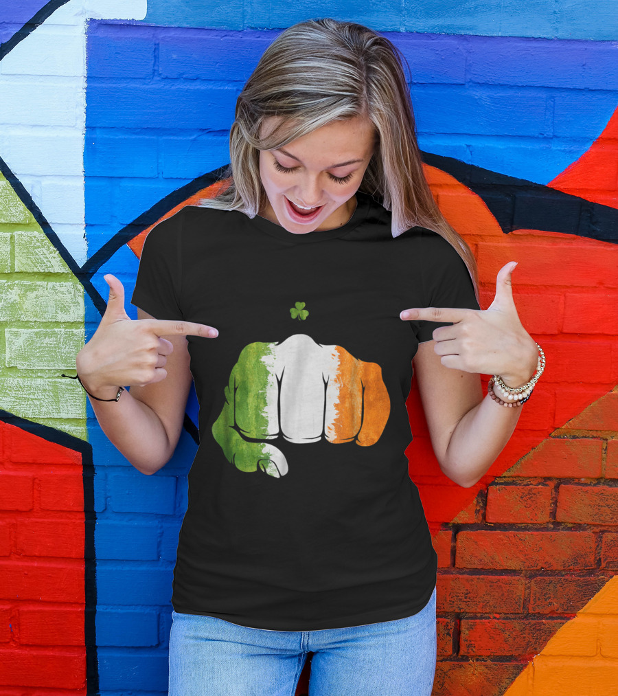 Irish Tricolor Fist Mixed Martial Arts With Shamrock T-Shirt